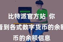 比特派官方站  你不错看到各式数字货币的余额信息